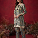 Mia Sea Green Embroidered Cotton Viscose Co ord Set for Women