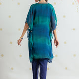 Aarini Blue Ombre Embroidered Kaftan Set