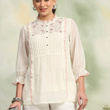 Ethnic Threadwork A-Line Georgette Kurti