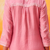 Anouk Pink Embroidered Straight Kurta Set