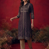 Flora Deep Purple Printed Shantoon Kurta for Women