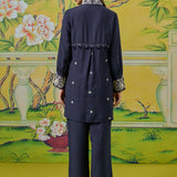 Elowen Midnight Navy Dori Embroidered Appliqué Co-ord Set