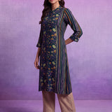 Ira Navy Blue Printed Kurta