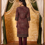 Saanika Dusky Red Printed Kurta Set