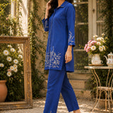 Viscose Rayon Embroidered Tunic Palazzo Co-Ord Set