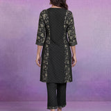 Grey Printed Cotton Panelled Kurta Set