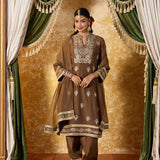 Lavanya Mud Brown Embroidered Suit Set