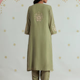 Aaravi Pastel Green Foil Applique Embroidered Suit Set