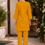 Pure Cotton Embroidered Kurta with Palazzo Set