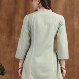 Cotton Linen Embroidered Kurta