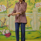 Zaria Milk Chocolate Embroidered Shirt