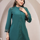 Solid Embroidered Straight Tunic Shirt