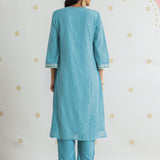 Rhea Aqua Blue Sequin Embroidered Suit Set