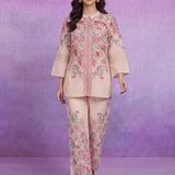 Pink Floral Placement Print Linen Co-ord Set
