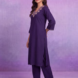 Amaira Purple Embroidered Kurta Set