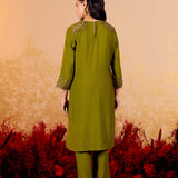 Charvi Pear Green Embroidered Kurta Set