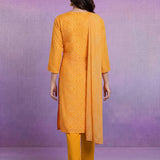 Yellow Cotton Blend Printed Dori Suit Set