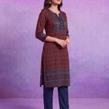 Maroon Printed Viscose Straight Co-Ord Set