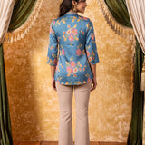 Aarohi Ocean Blue Printed Top
