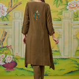 Myra Dusky Green Applique Embroidered Kurta Set