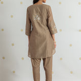 Navya Golden Brown Embroidered Kurta Set