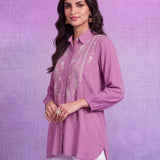 Pink Rayon Embroidered Shirt