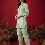 Mint  Green Printed Shantoon Regular Co-ord Set