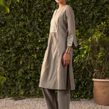 Syra Grey Embroidered Rayon Kurta Set for Women