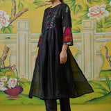 Vanya Black Embroidered Panelled Kurta Set