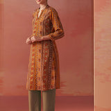 Maysa Mustard Embroidered Chiffon Co-ord Set for Women