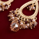 Salmon Pink Diya Oval Bead Earrings