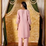 Ishika Flamingo Pink Embroidered Suit Set