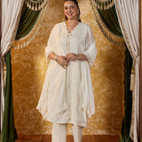 Aaliya Snow White Embroidered Suit Set