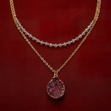 Meher Amethyst Druzy Crystal Necklace
