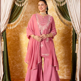 Ira Dazzle Pink Embroidered Sharara Set