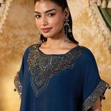 Vanya Space Blue Embroidered Co-ord Set