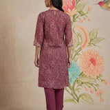 Iraavat Wine Embroidered Cotton Kurta Set