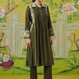Aurelia Forest Green Dori Embroidered Appliqué Co-ord Set