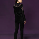 Niva Black Embroidered Velvet Top