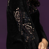 Niva Black Embroidered Velvet Top