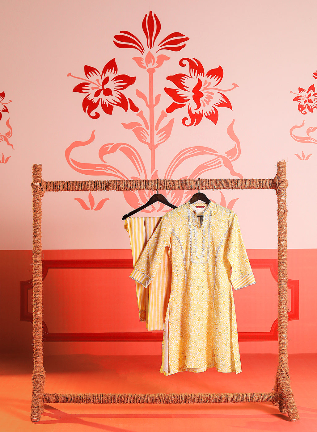 Rysa Mango Printed Cotton Linen Set with Dupatta