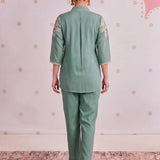 Inaaya Celeste Green Embroidered Co-ord Set