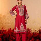 Devika Dark Red Embroidered Suit Set
