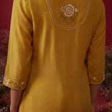 Yellow Brown A-Line Resham Co-ord Set