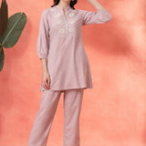 Cotton Blend Embroidered Co-Ord Set