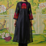 Vanya Black Embroidered Panelled Kurta Set