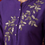 Dark Purple Solid Cotton Straight Co-Ord Set