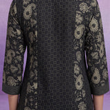 Grey Printed Cotton Panelled Kurta Set