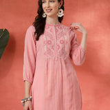 Ethnic Motif Embroidered A-Line Kurti