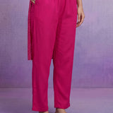 Fuchsia Cotton Blend Printed Dori Suit Set
